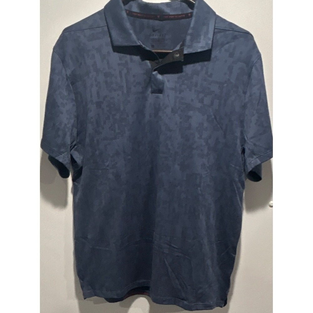 Nike Dri-FIT Tiger Woods Collection Mβ Blue Short Sleeve Polo Shirt Men's Golf